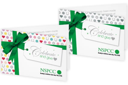 NSPCC Celebrate and Give Favour Cards