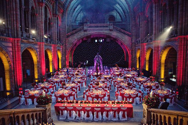 Reception Table Arrangement at a Natural History Museum Wedding Reception