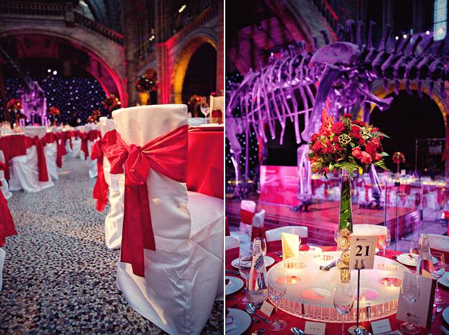 Table displays at a Natural History Museum Wedding Reception