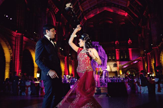 Bride and groom dancing at a Natural History Museum Wedding Reception