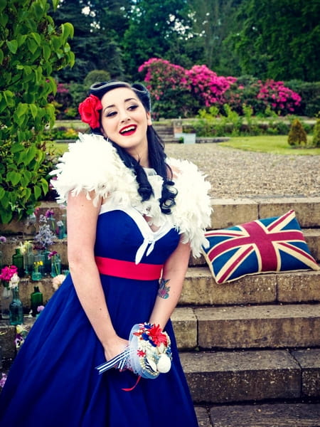 Bride in blue vintage dress - Vintage Wedding Shoot