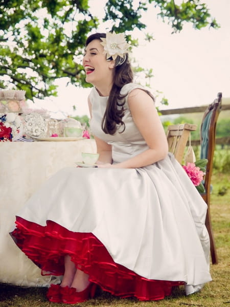 Vintage bride laughing - Vintage Wedding Shoot