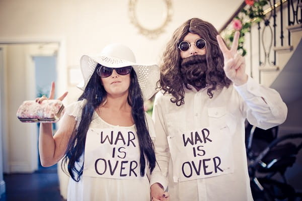 Wedding guests dressed as John Lennon and Yoko Ono - Martins Kikulis Photography