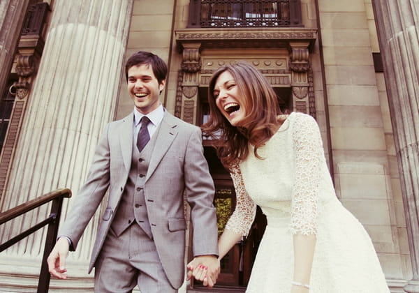 Bride and groom laughing - Picture by Rebecca Wedding Photography