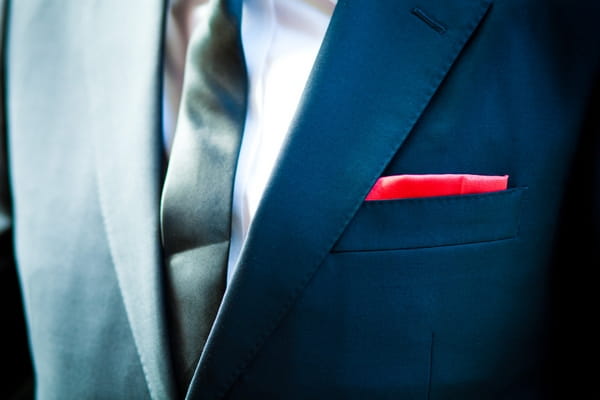 Red pocket handkerchief - Sam Gibson Wedding Photography