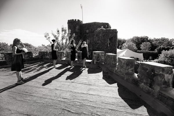 Bridesmaids at top of Walton Castle in Clevedon - Sam Gibson Wedding Photography