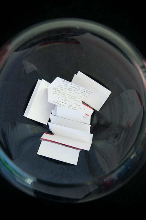 Messages in a glass bowl - Sam Gibson Wedding Photography