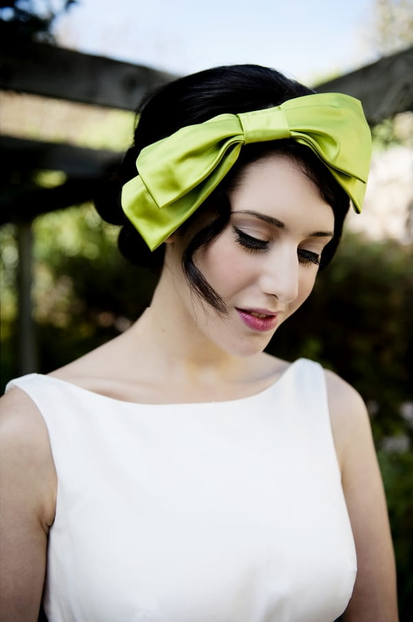 Bride with lime green hair bow - Good Day Sunshine Bridal Shoot