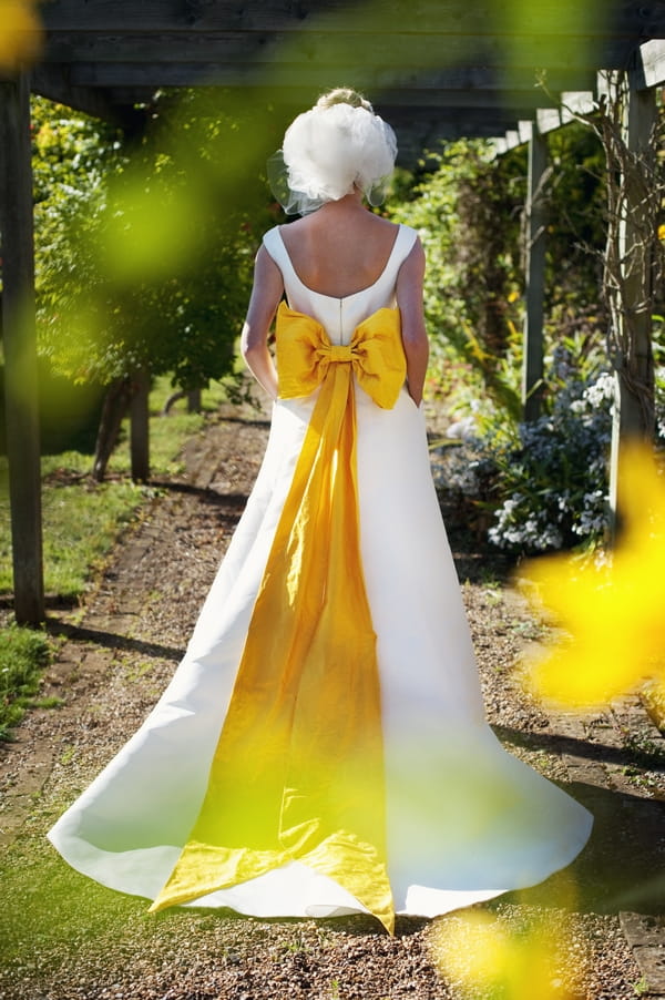 Large yellow bow on back of Jesus Peiro wedding dress - Good Day Sunshine Bridal Shoot
