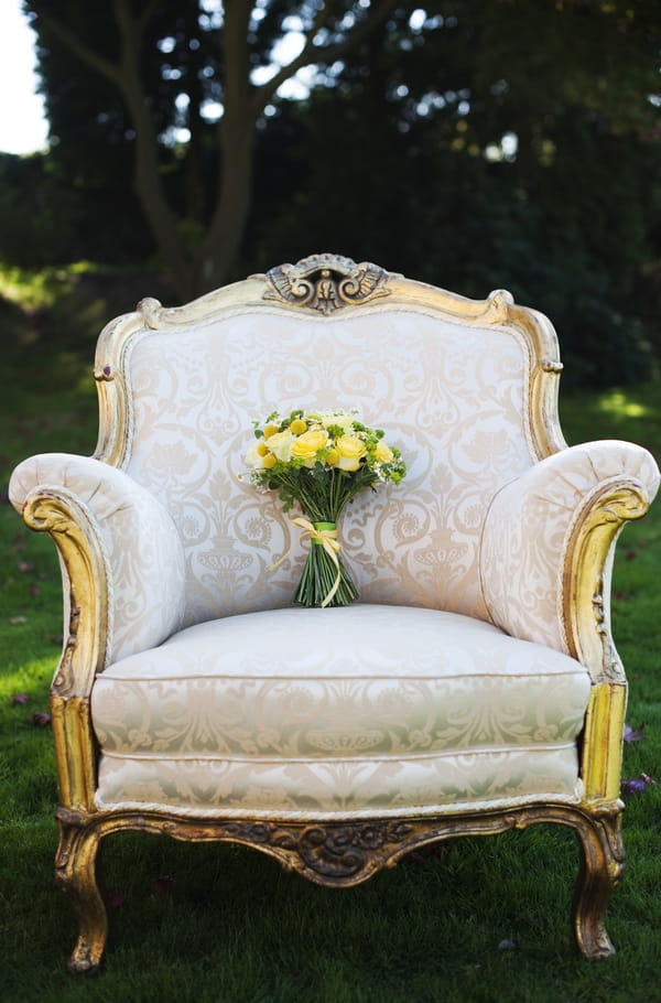 Chair with bridal bouquet - Good Day Sunshine Bridal Shoot