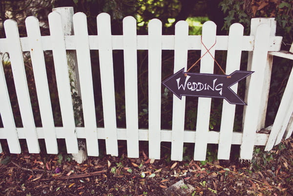 Wedding arrow on a fence