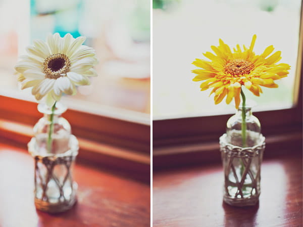 Flowers in small bottles