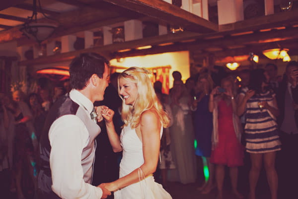 Bride and groom dancing