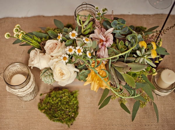 Wedding floral table display - Picture by Captured by Aimee