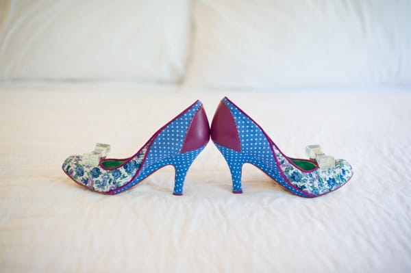 Blue spotty wedding shoes - Picture by Andrea Sproxton Photography