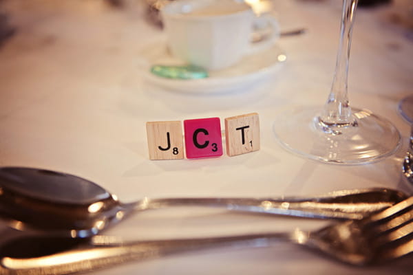 Scrabble tile wedding place setting - Picture by Andrew J R Squires Photography