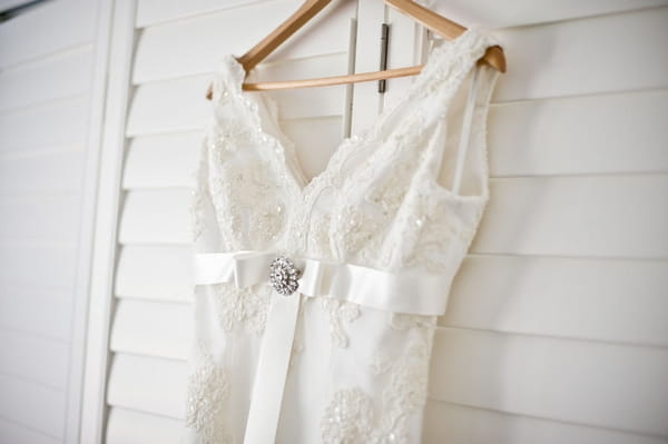 Close-up of white wedding dress - Picture by Andrea Sproxton Photography