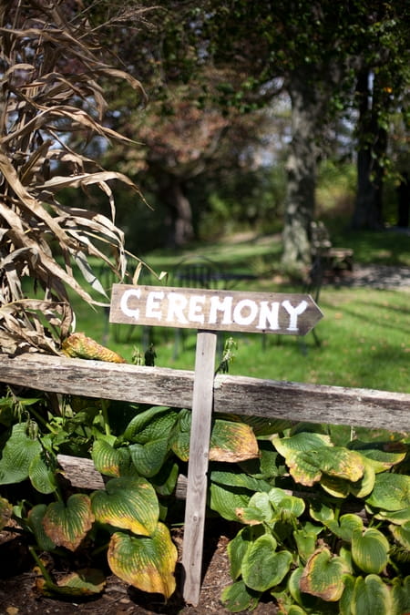 Wooden wedding ceremony sign - Picture by Levi Stolove Photography