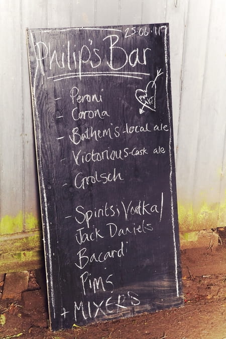 Chalk written bar drink list - Picture by Ian Shoots Weddings