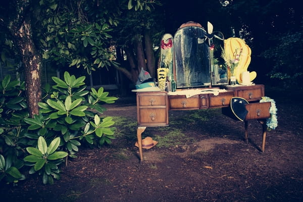 Dressing table wedding prop in woods - Picture by Ian Shoots Weddings