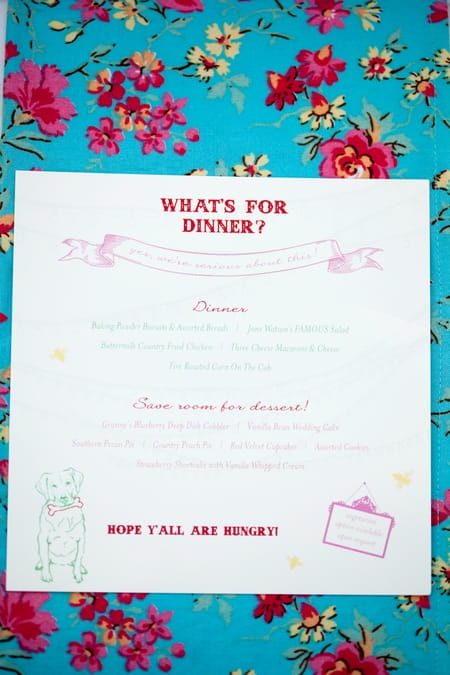 What's for dinner wedding menu - Picture by Laura Ivanova Photography