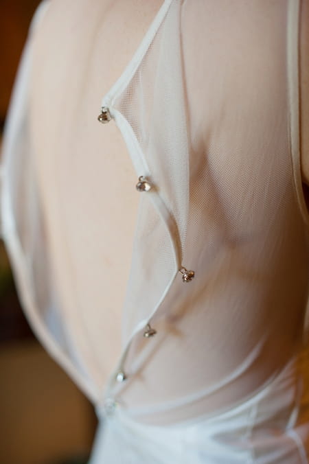 Open back of bride's wedding dress - Picture by Rojo Foto Design