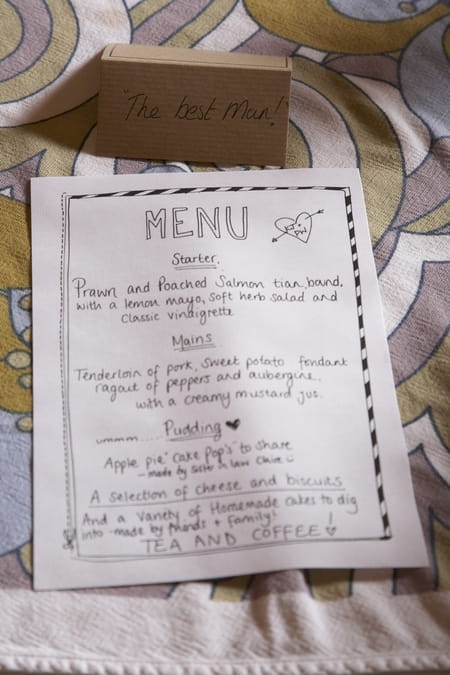 Hand written wedding menu - Picture by Ian Shoots Weddings