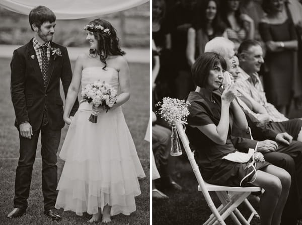 Bride and groom holding hands smiling at each other about to get married - Picture by Jonas Peterson Photography