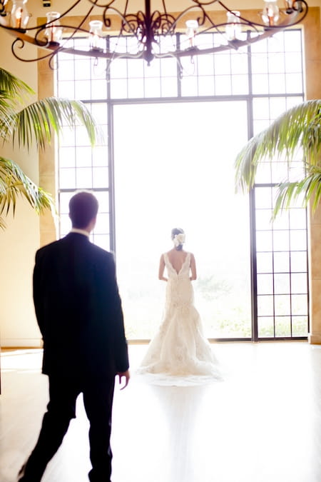 Groom approaching bride - Picture by Allyson Magda Photography