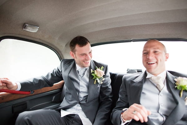 Groom and best man in wedding car - Picture by Hayley Ruth Photography