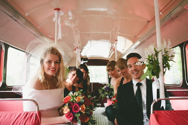 Bridal party in bus - Picture by McKinley-Rodgers Photography