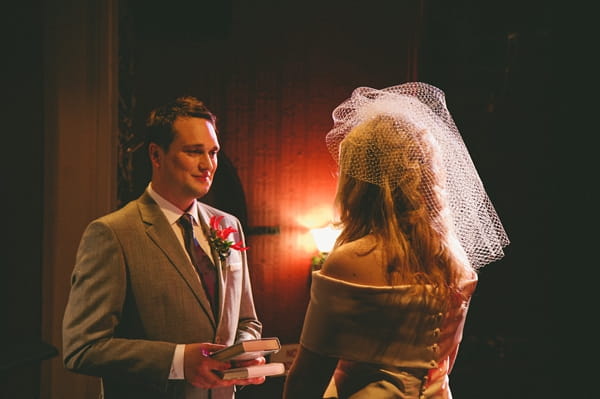 Bride and groom facing each other during wedding ceremony - Picture by McKinley-Rodgers Photography