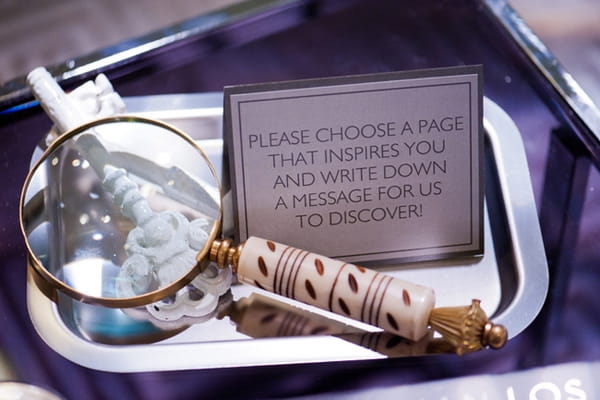 Magnifying glass for wedding guest book - Picture by Yvette Roman Photography