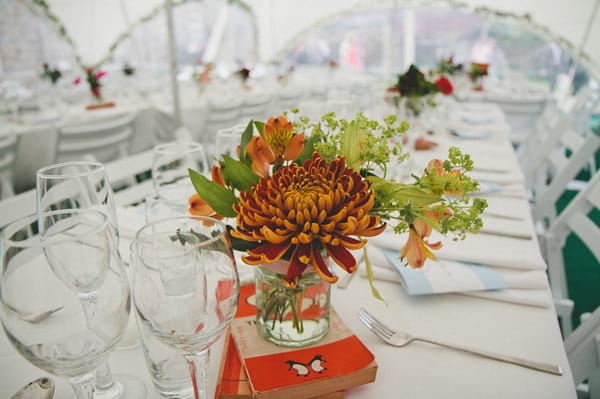 Flowers on wedding table - Picture by McKinley-Rodgers Photography