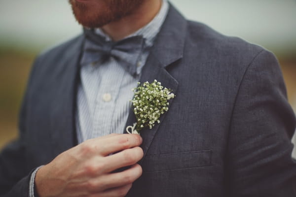 Buttonhole of gypsophila - Picture by Josh Dookhie Photography