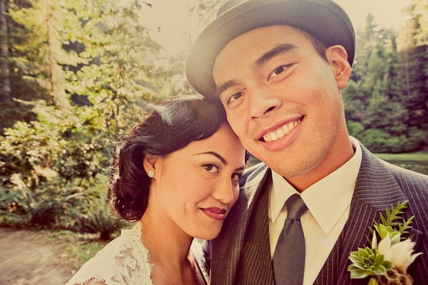 Vintage bride and groom smiling - Picture by Paco and Betty