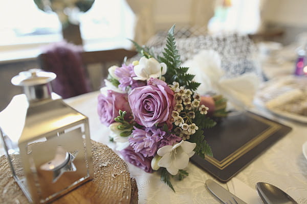 Purple rose wedding bouquet - Picture by York Place Studios