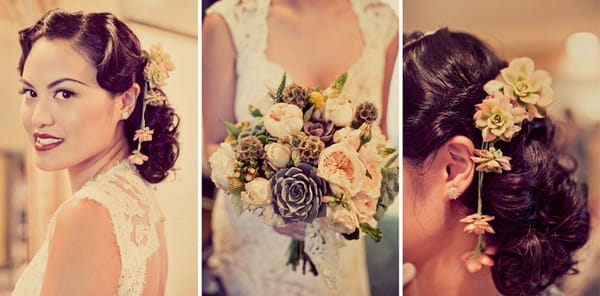 Vintage bride with flowers in her hair - Picture by Paco and Betty