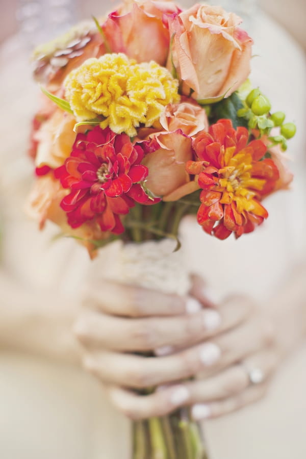 Bridal bouquet of colourful flowers - Picture by Our Labor of Love Photography