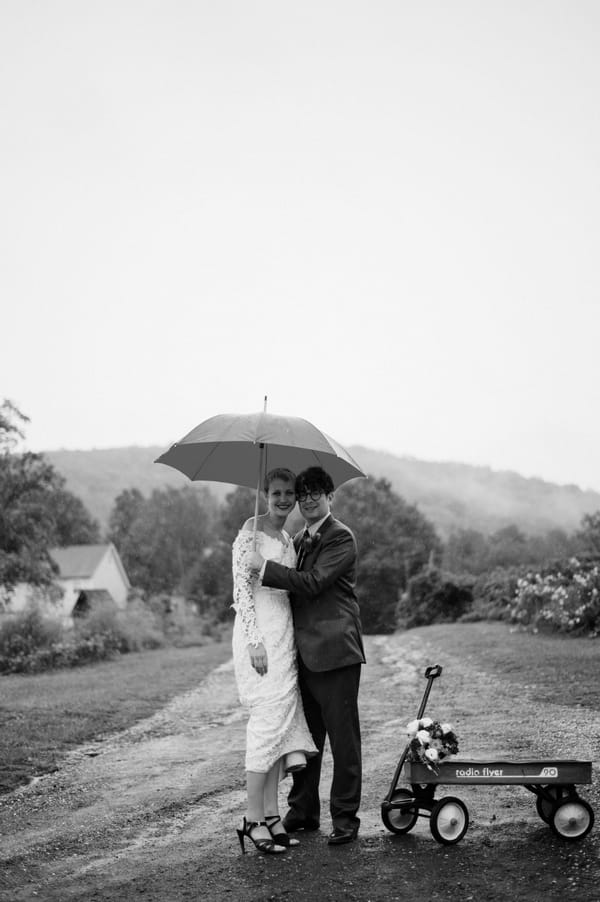 Bride and groom in rain - Picture by Judy Pak Photography