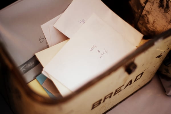 Wedding cards in bread bin - Picture by Judy Pak Photography