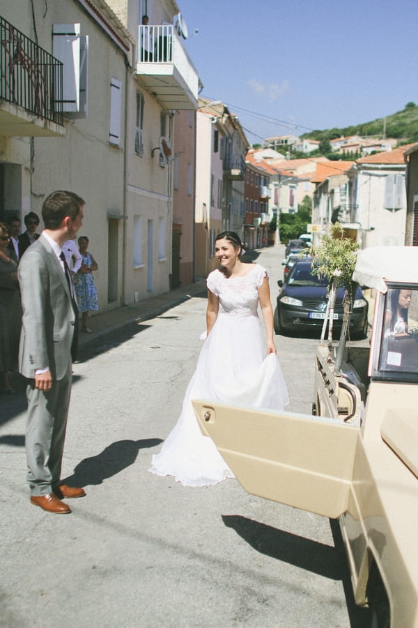 Bride walking to wedding car outside Cargese Town Hall - Picture by DanielRM