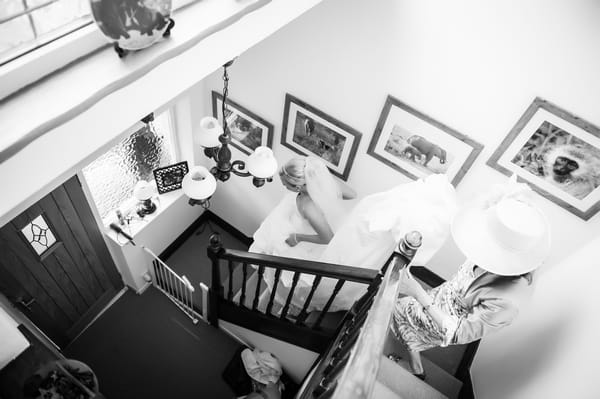 Bride walking down stairs - Picture by Pixies in the Cellar