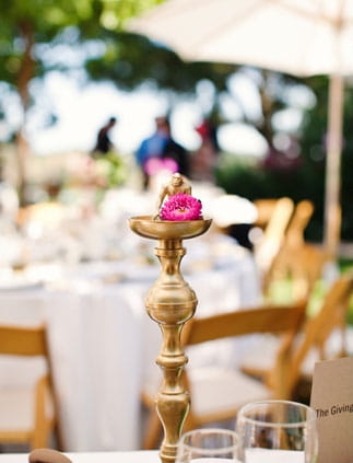 Gold candle holder on wedding table - Picture by Kate Harrison Photography