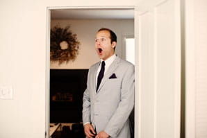 Man with mouth open after seeing bride - Picture by Kate Harrison Photography