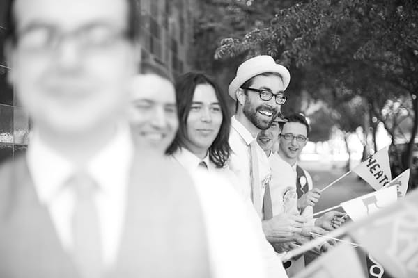 Line of groomsmen behind groom - A Fun, Fun, Fun Wedding