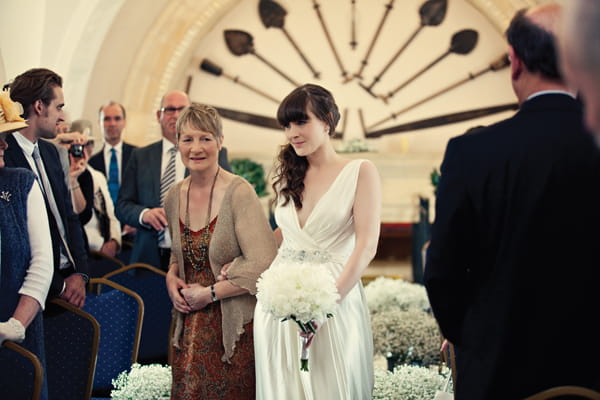 Bride and mother entering wedding ceremony - A Homemade Marquee Wedding