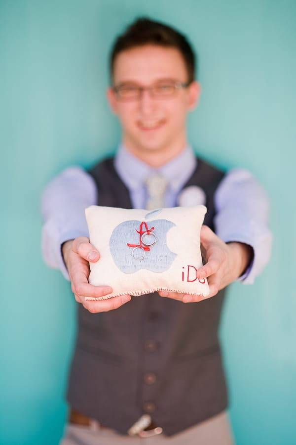 Best man holding wedding rings on cushion - A Fun, Fun, Fun Wedding