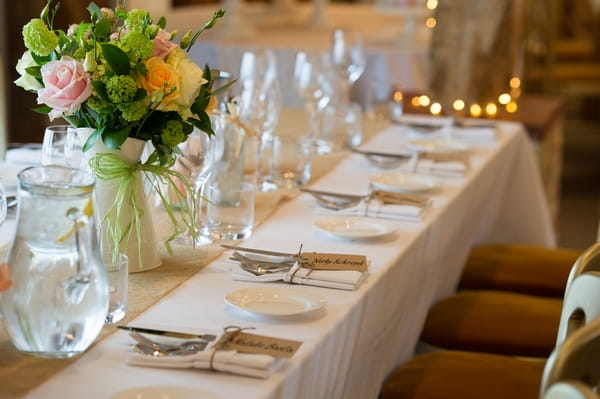 Rows of wedding place settings - Picture by Gareth Squance Photography