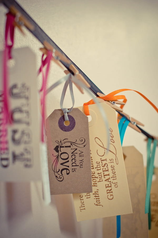 Vintage wedding luggage tags - Picture by Jonathan Bean Photography